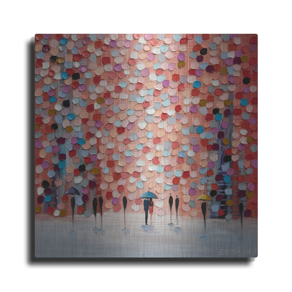 'Together Under The Pink Rain' by Ekaterina Ermilkina – Metal Wall Art