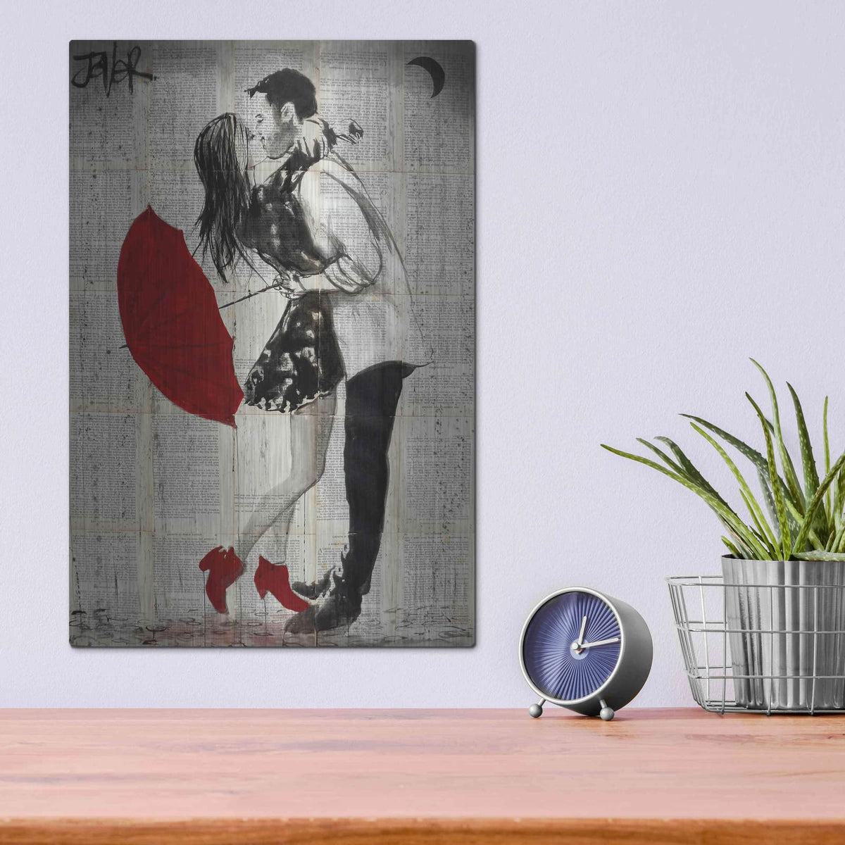 'Never Mnd The Rain' by Loui Jover – Metal Wall Art, 12x16 room view