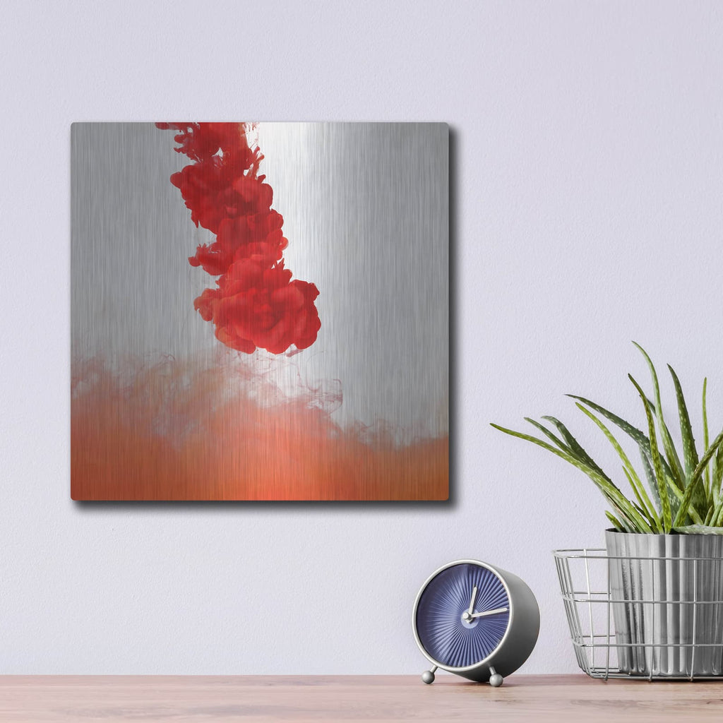 'Colored Smoke Under Water' by Luxe Metal Portfolio – Metal Wall Art, 12x12 room view