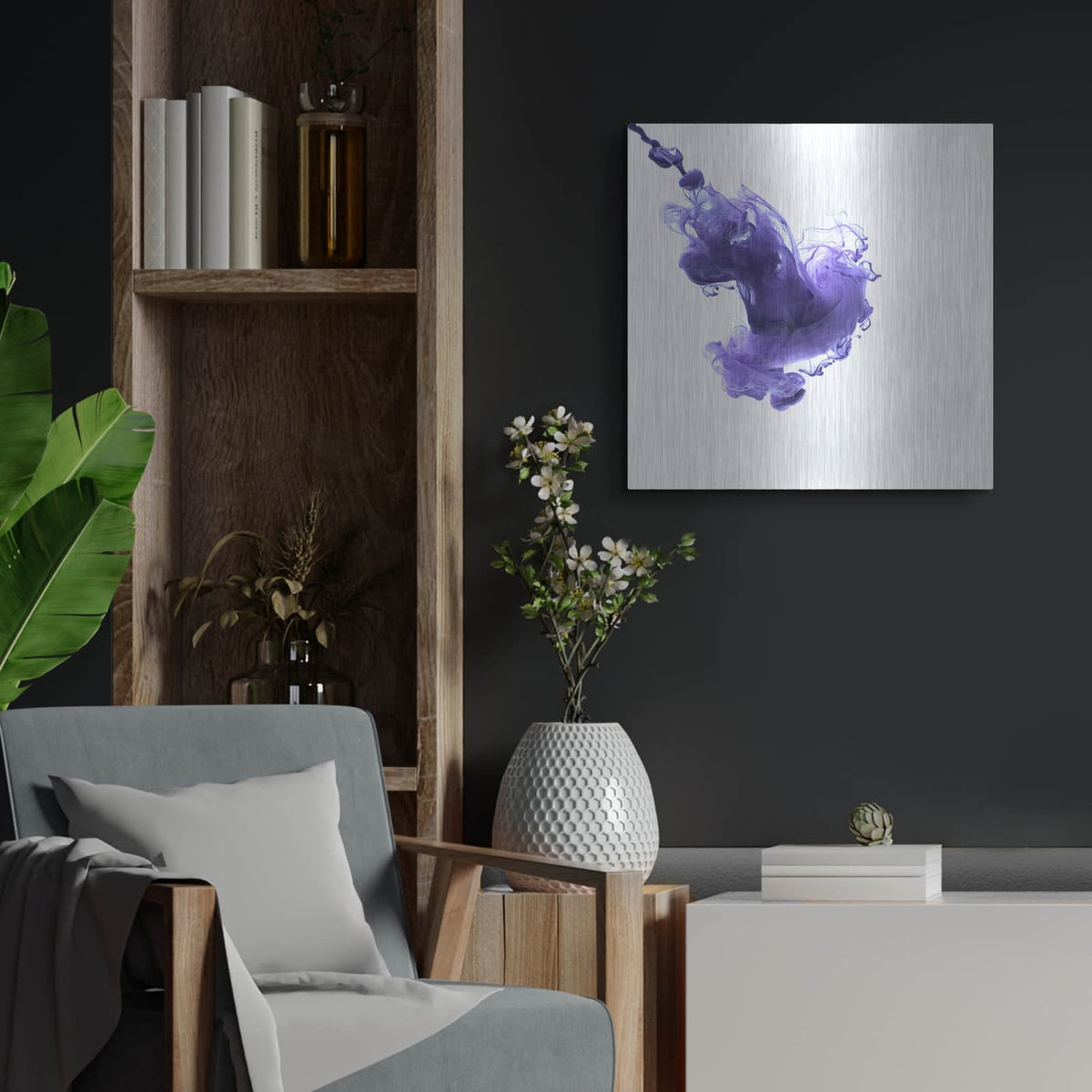 'Lavender breeze' by Luxe Metal Portfolio – Metal Wall Art, 24x24 room view