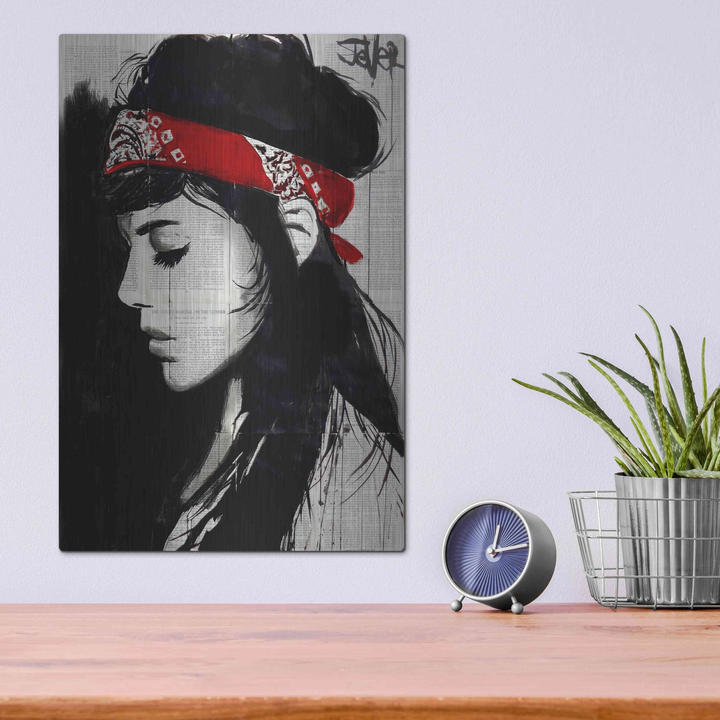 Luxe Metal Art 'Red Bandana' by Loui Jover, Metal Wall Art,12x16