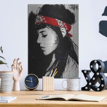 Luxe Metal Art 'Red Bandana' by Loui Jover, Metal Wall Art,12x16