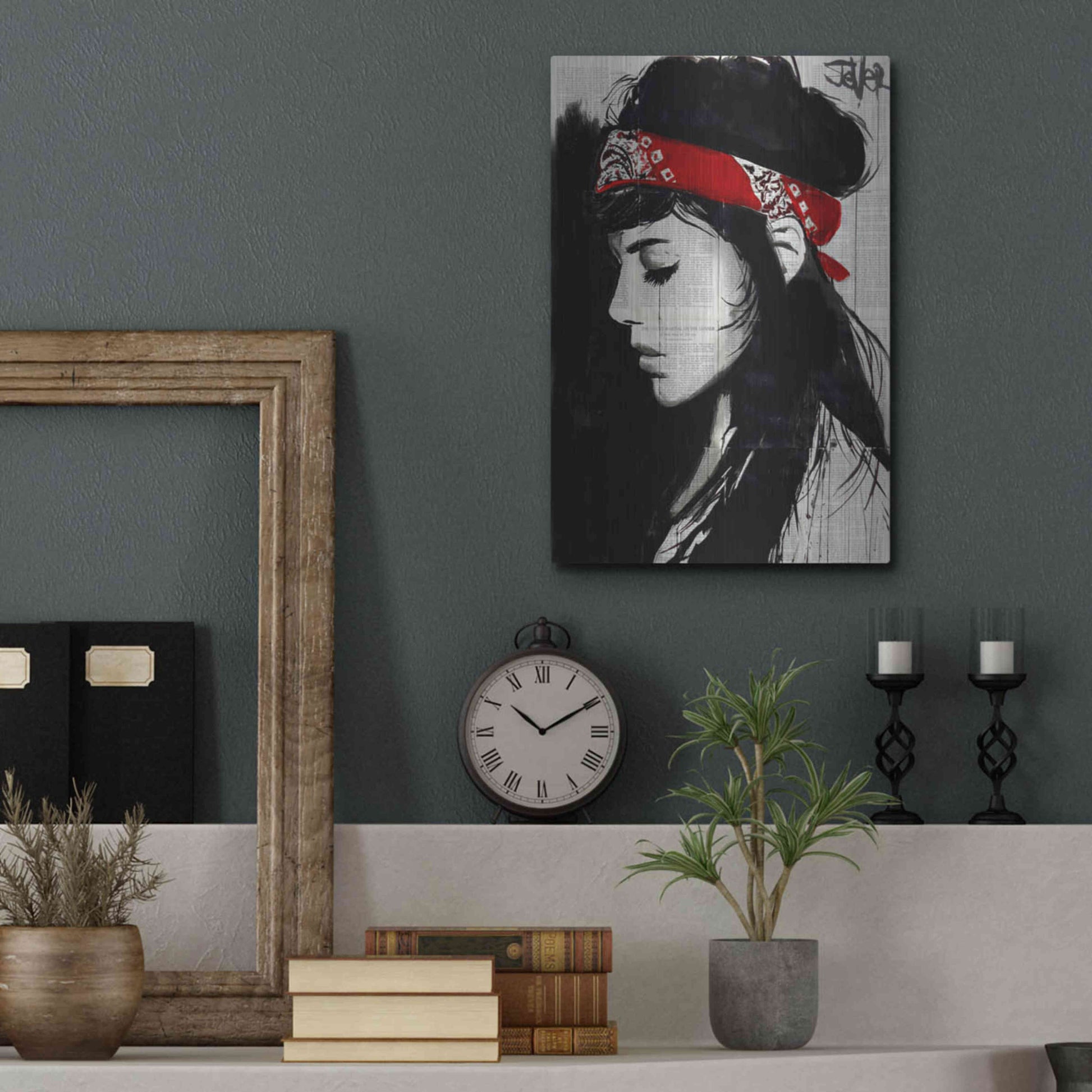 Luxe Metal Art 'Red Bandana' by Loui Jover, Metal Wall Art,12x16