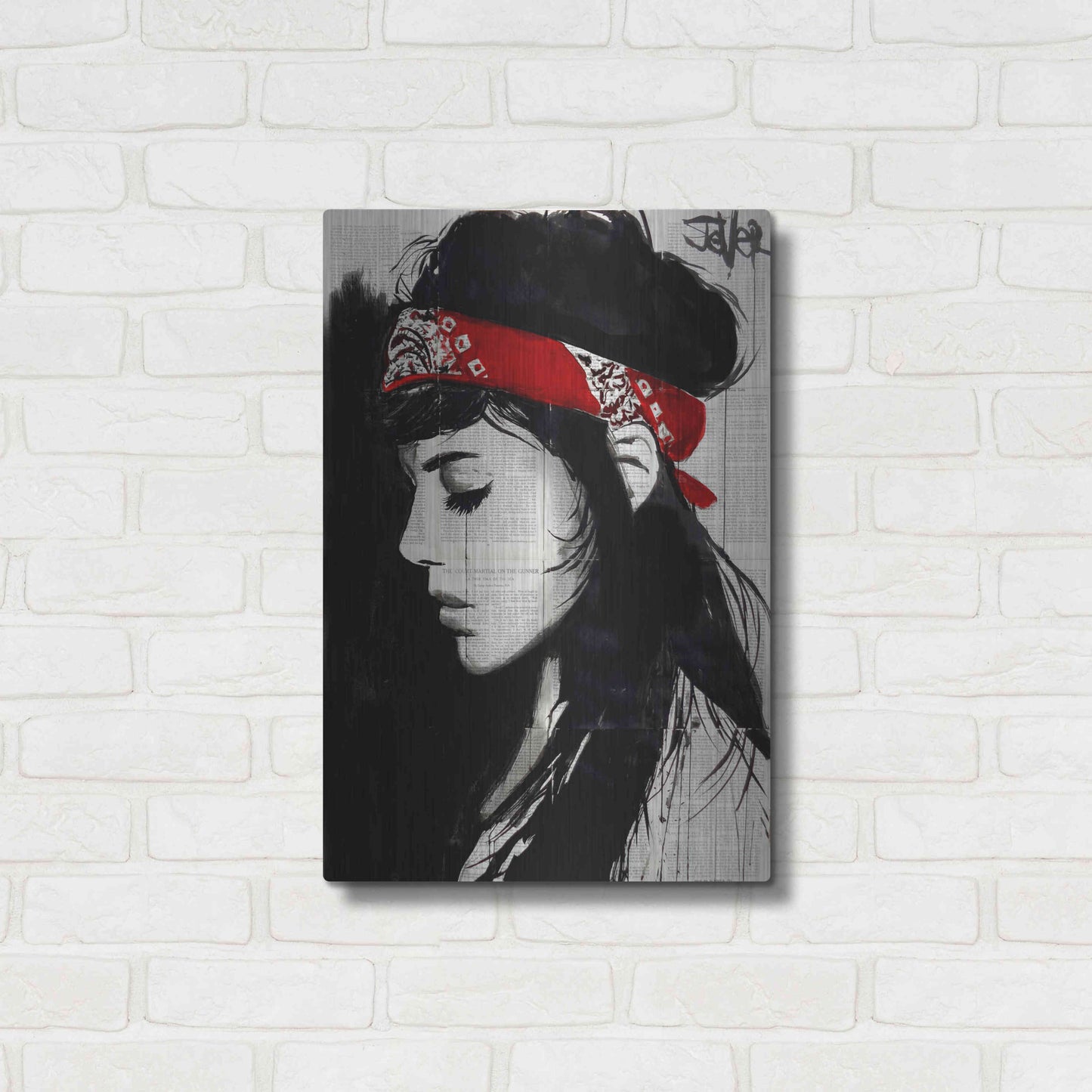 Luxe Metal Art 'Red Bandana' by Loui Jover, Metal Wall Art,16x24