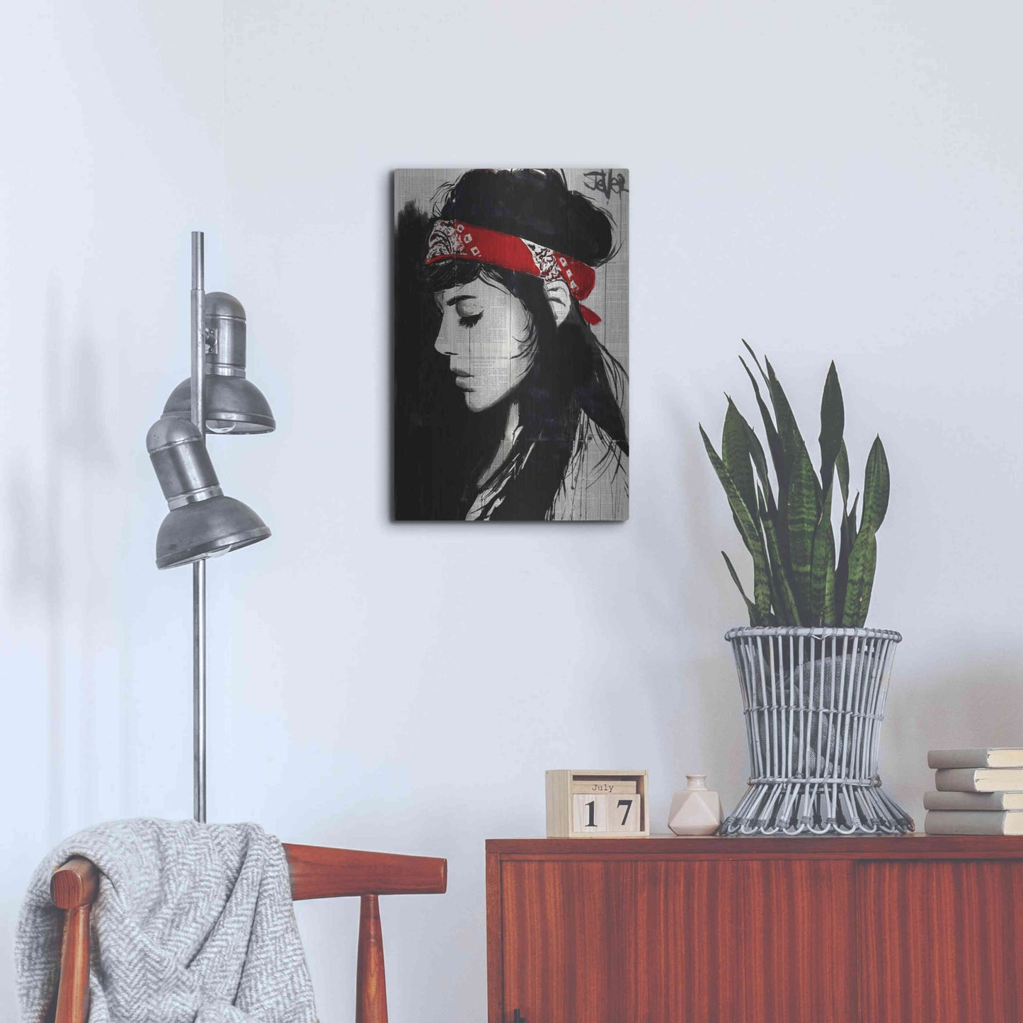 Luxe Metal Art 'Red Bandana' by Loui Jover, Metal Wall Art,16x24