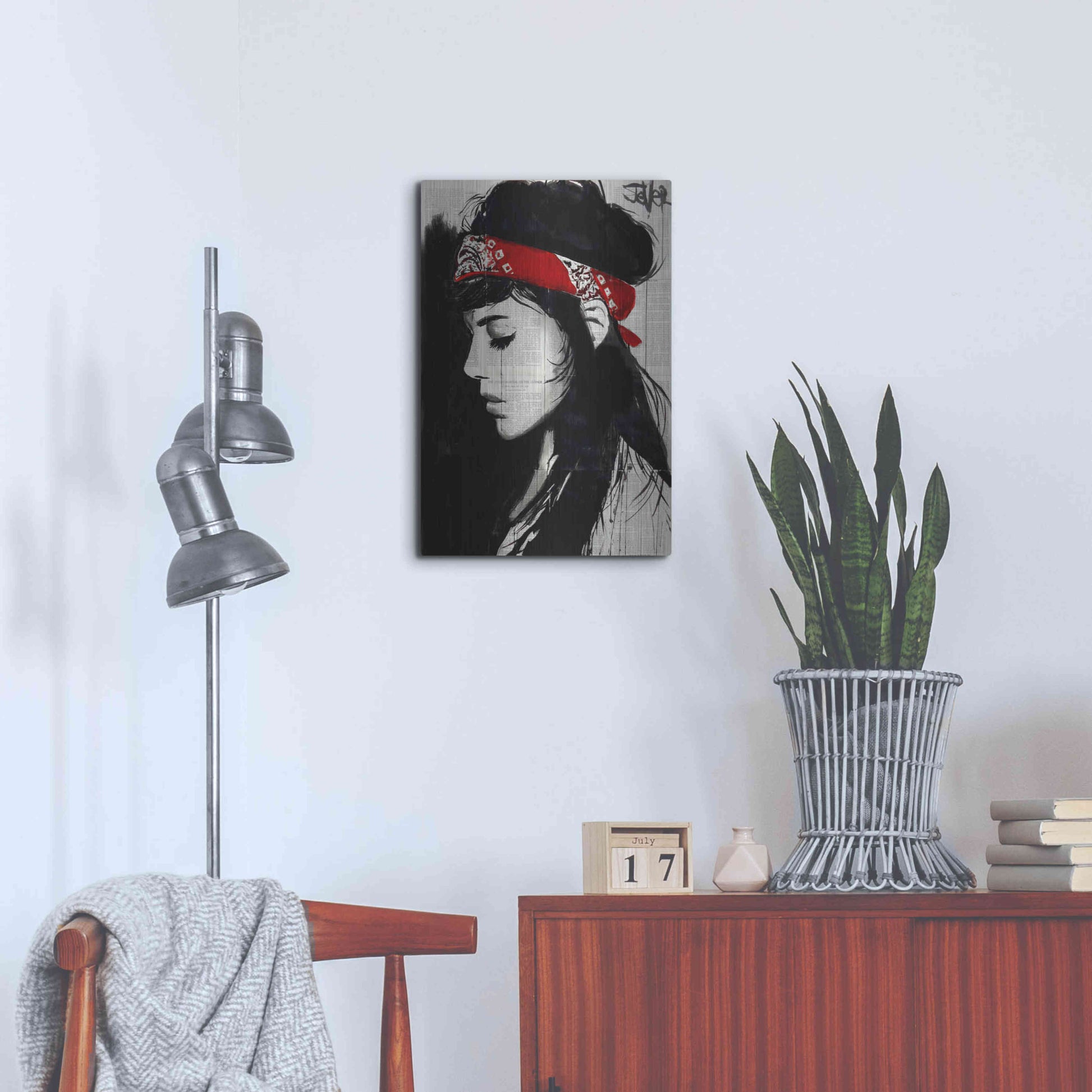 Luxe Metal Art 'Red Bandana' by Loui Jover, Metal Wall Art,16x24