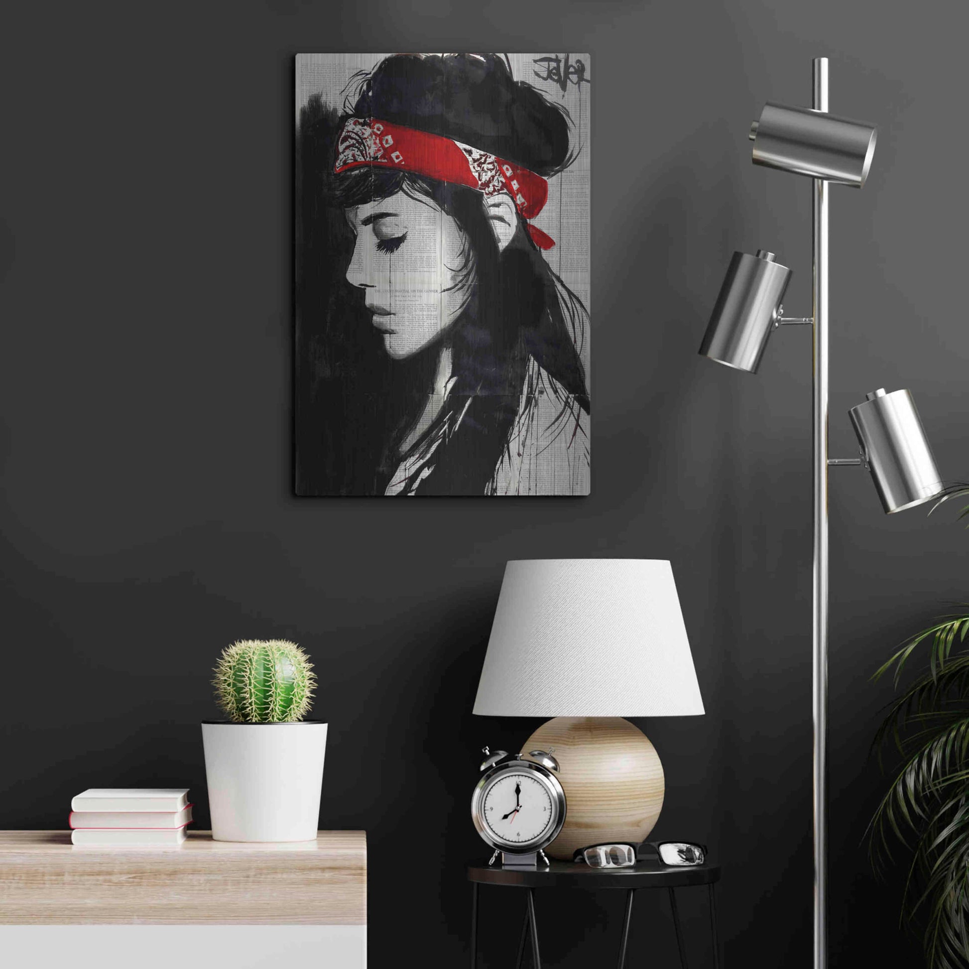 Luxe Metal Art 'Red Bandana' by Loui Jover, Metal Wall Art,16x24