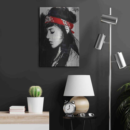 Luxe Metal Art 'Red Bandana' by Loui Jover, Metal Wall Art,16x24