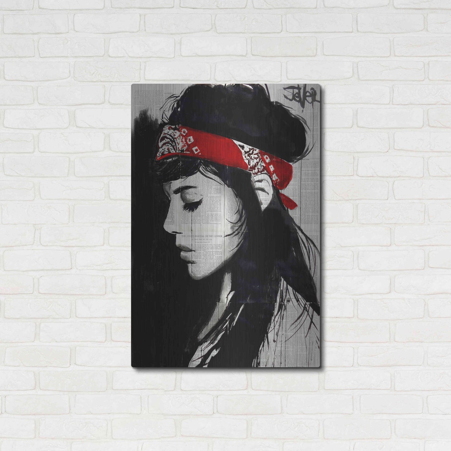 Luxe Metal Art 'Red Bandana' by Loui Jover, Metal Wall Art,24x36