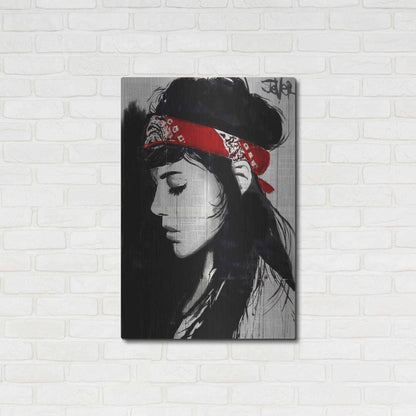 Luxe Metal Art 'Red Bandana' by Loui Jover, Metal Wall Art,24x36