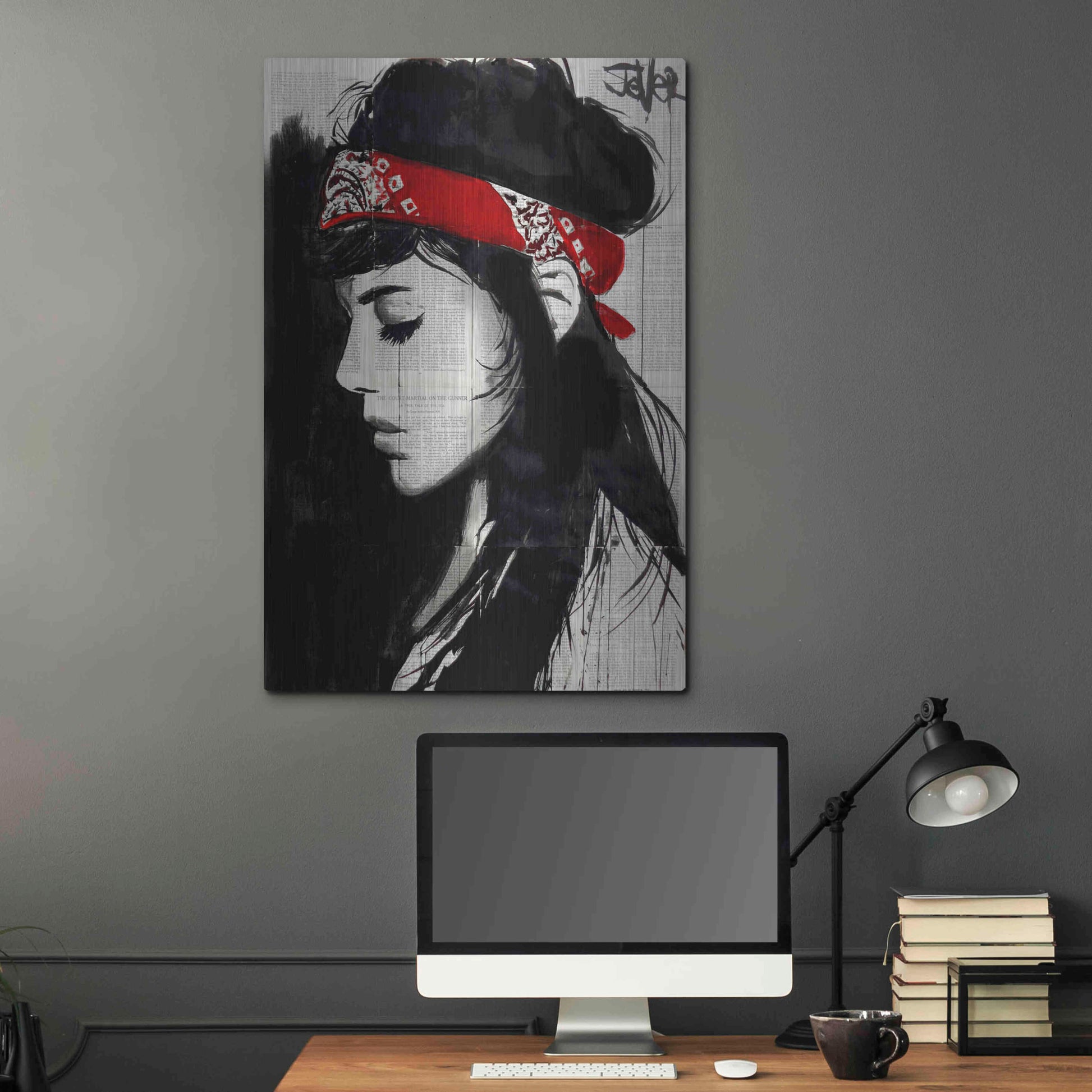 Luxe Metal Art 'Red Bandana' by Loui Jover, Metal Wall Art,24x36