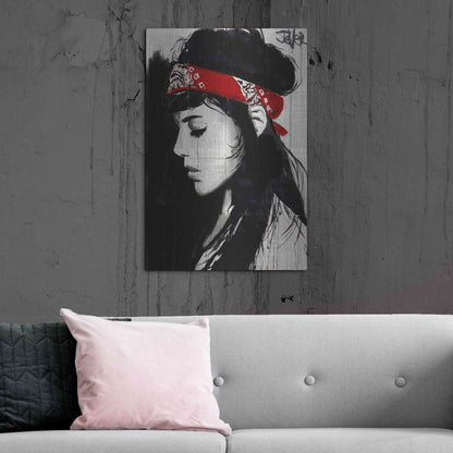Luxe Metal Art 'Red Bandana' by Loui Jover, Metal Wall Art,24x36