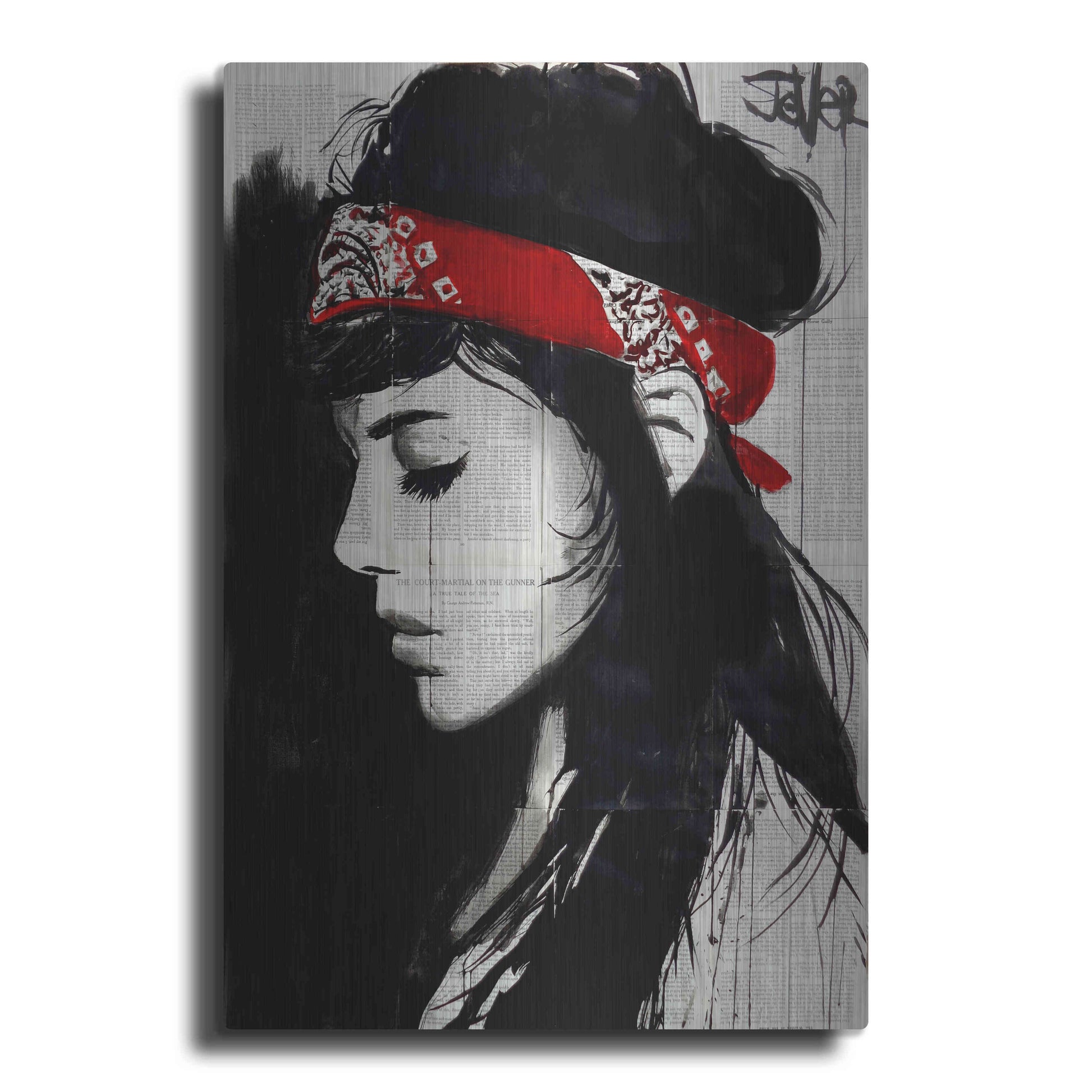 Luxe Metal Art 'Red Bandana' by Loui Jover, Metal Wall Art