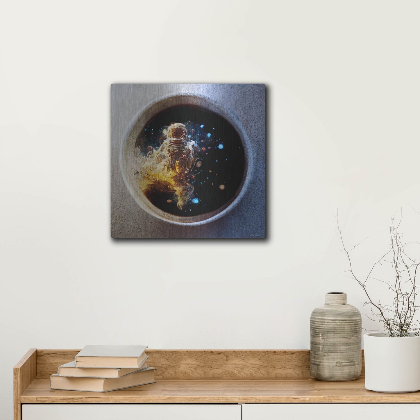 Luxe Metal Art 'Cup of Coffee' by Ben Heine, Metal Wall Art,12x12