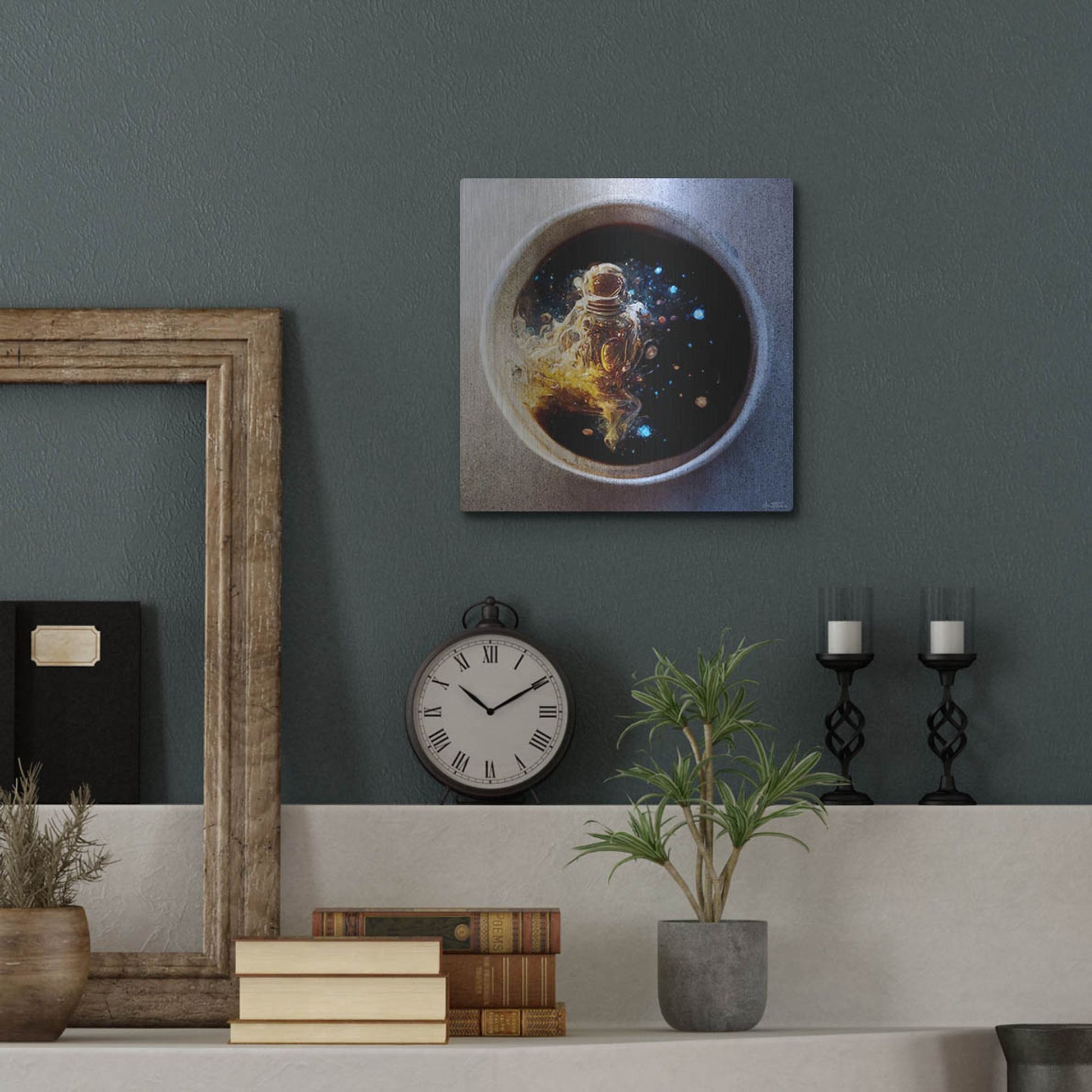 Luxe Metal Art 'Cup of Coffee' by Ben Heine, Metal Wall Art,12x12