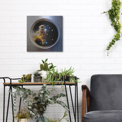 Luxe Metal Art 'Cup of Coffee' by Ben Heine, Metal Wall Art,12x12