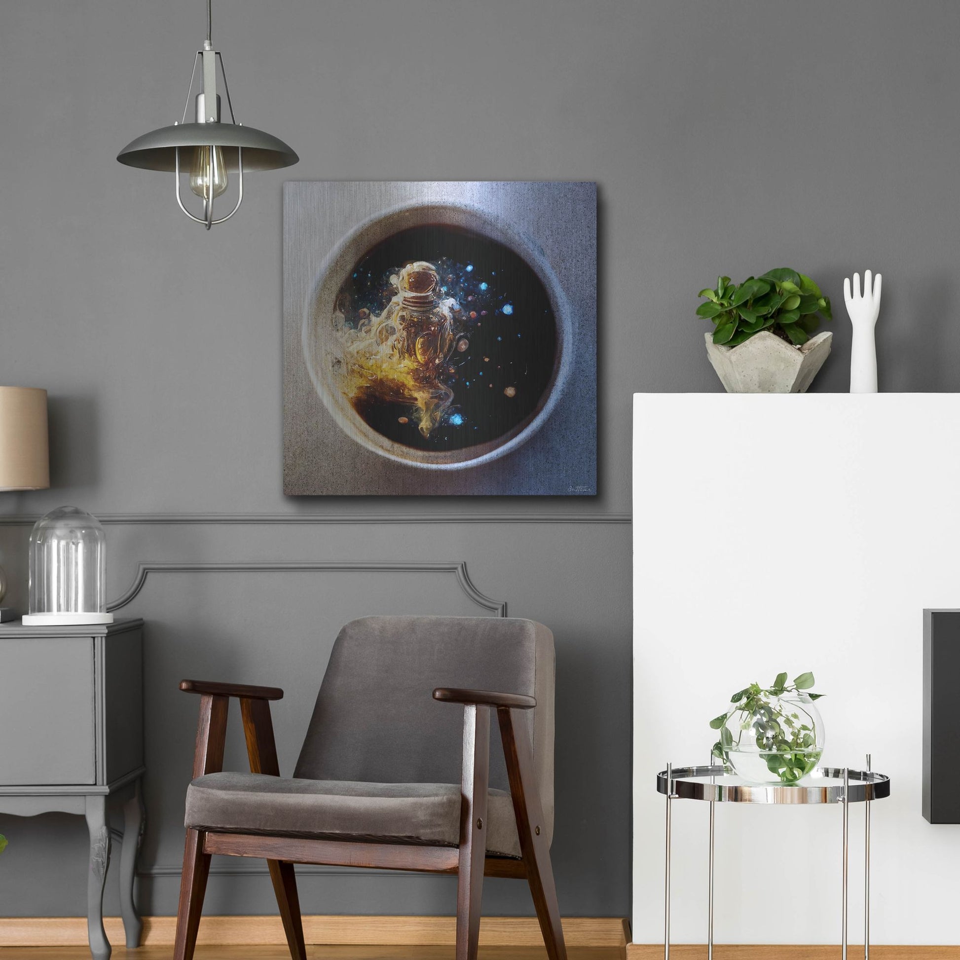 Luxe Metal Art 'Cup of Coffee' by Ben Heine, Metal Wall Art,24x24