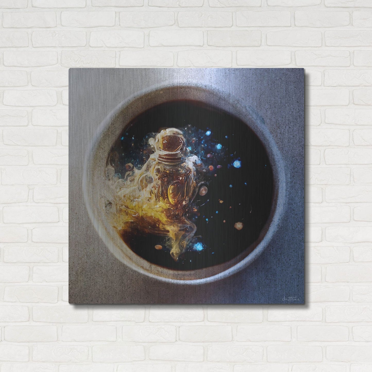 Luxe Metal Art 'Cup of Coffee' by Ben Heine, Metal Wall Art,36x36