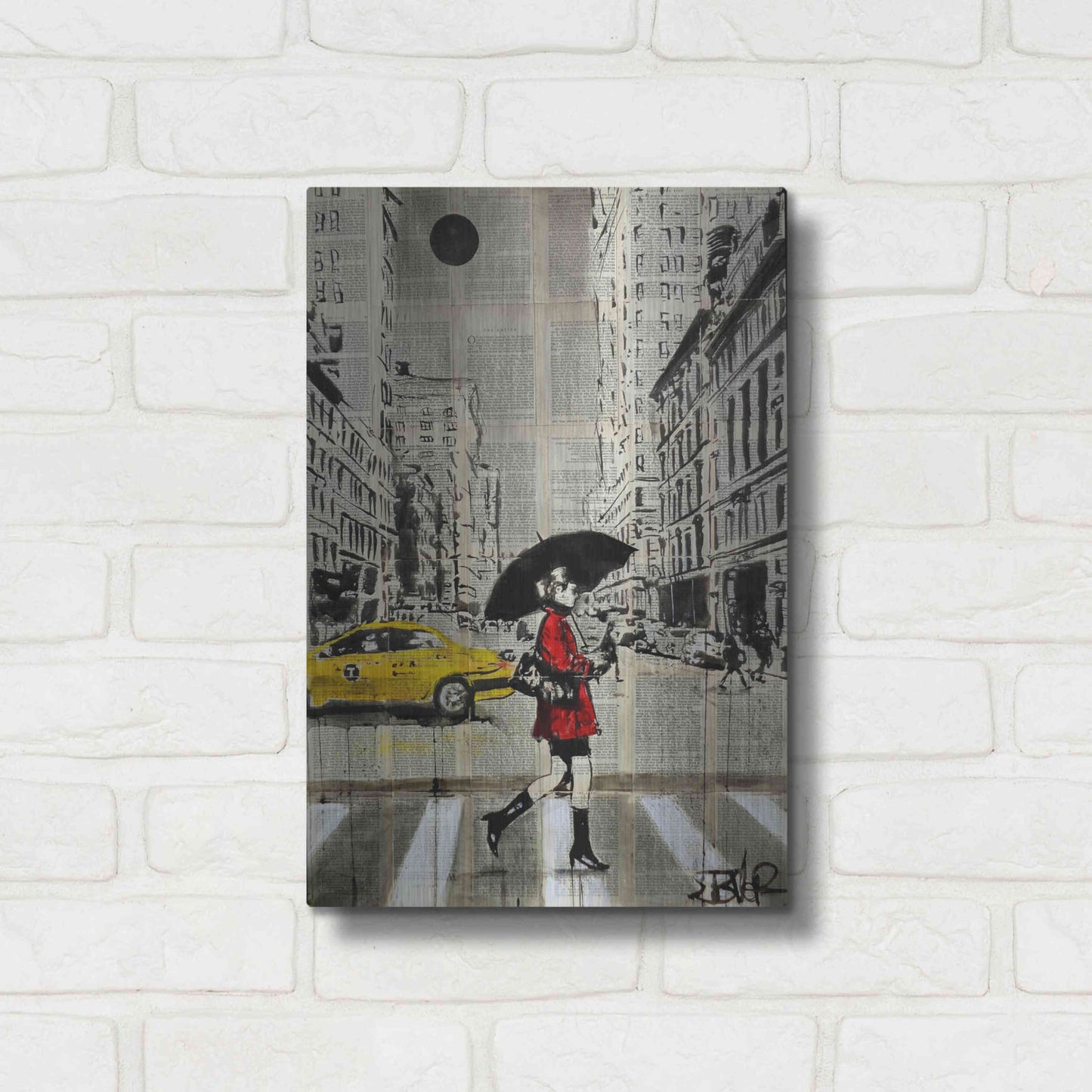 Luxe Metal Art 'Red Coat' by Loui Jover, Metal Wall Art,12x16