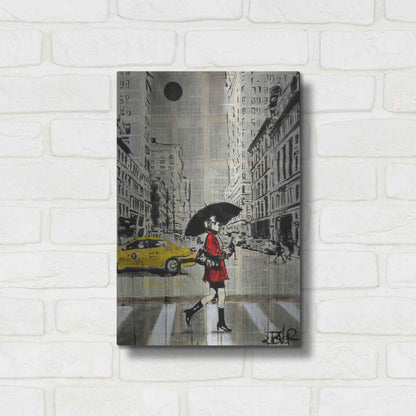 Luxe Metal Art 'Red Coat' by Loui Jover, Metal Wall Art,12x16