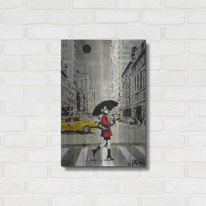 Luxe Metal Art 'Red Coat' by Loui Jover, Metal Wall Art,16x24