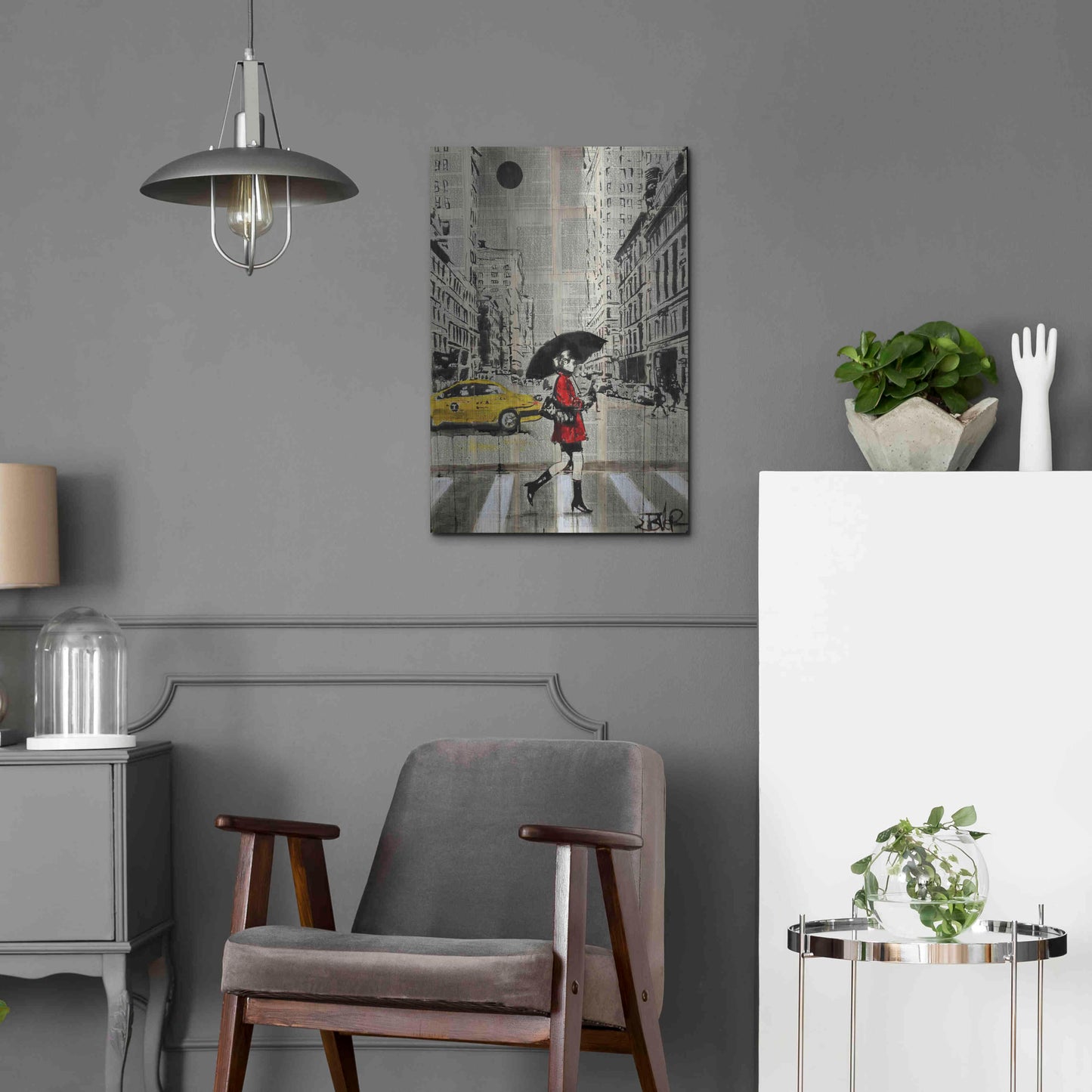 Luxe Metal Art 'Red Coat' by Loui Jover, Metal Wall Art,16x24