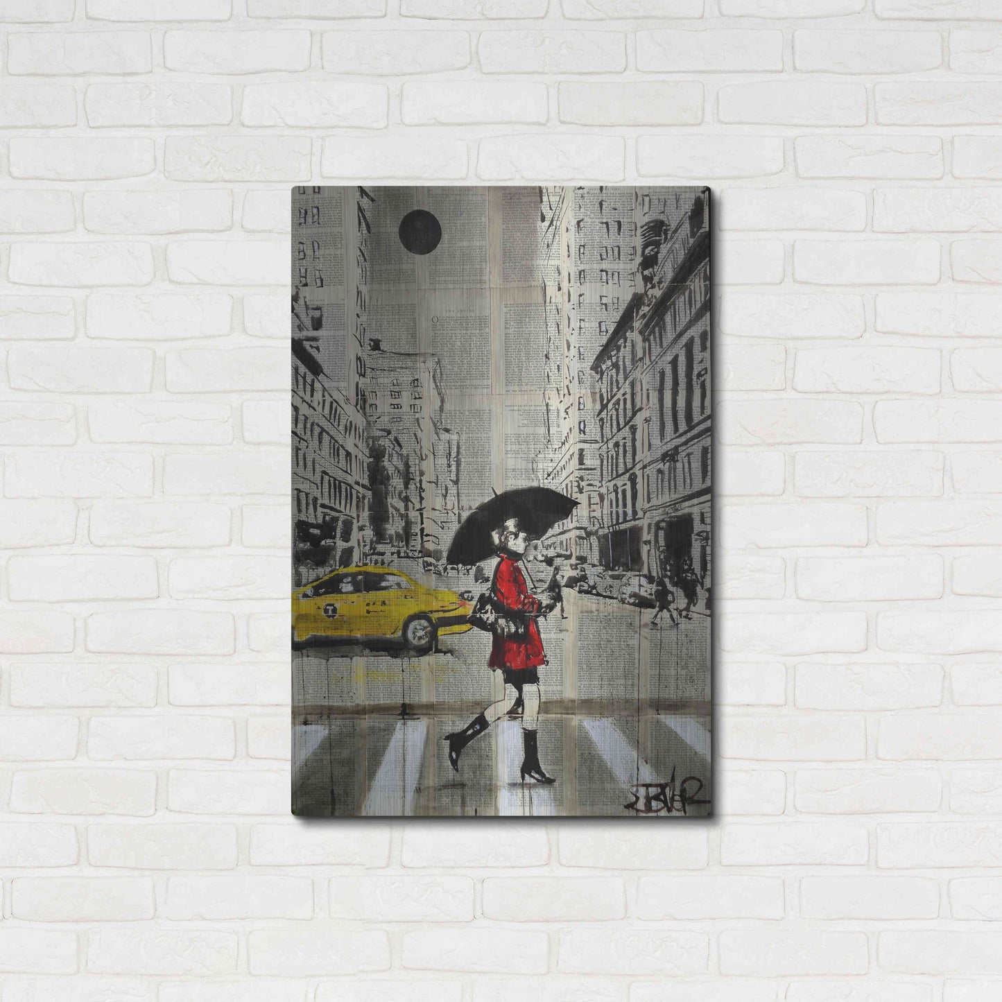 Luxe Metal Art 'Red Coat' by Loui Jover, Metal Wall Art,24x36