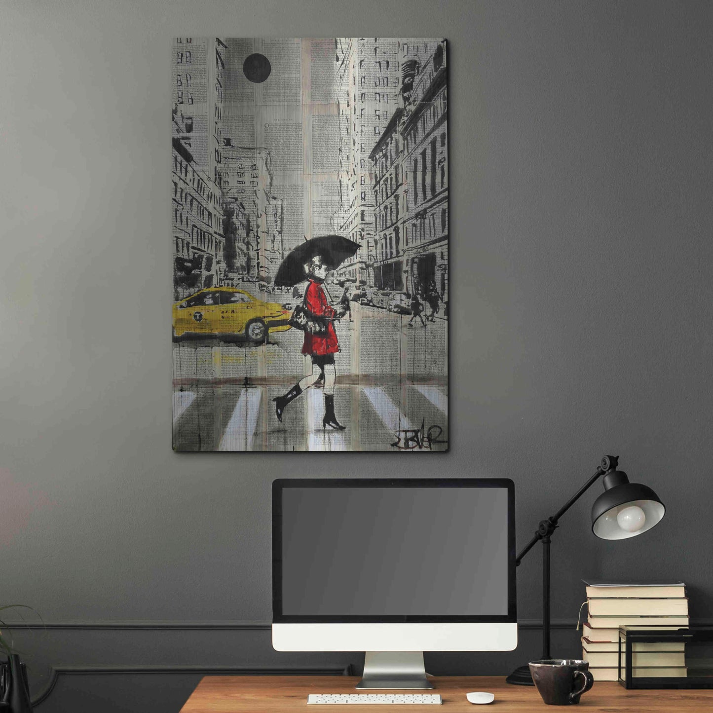 Luxe Metal Art 'Red Coat' by Loui Jover, Metal Wall Art,24x36