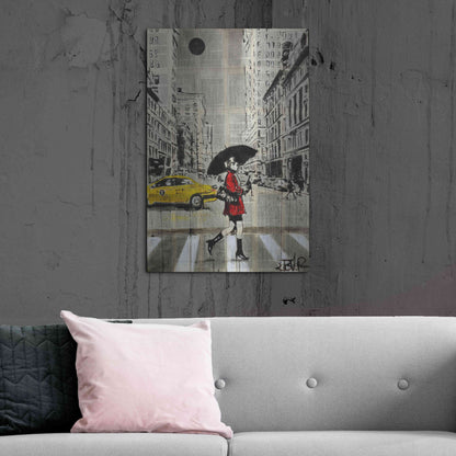 Luxe Metal Art 'Red Coat' by Loui Jover, Metal Wall Art,24x36