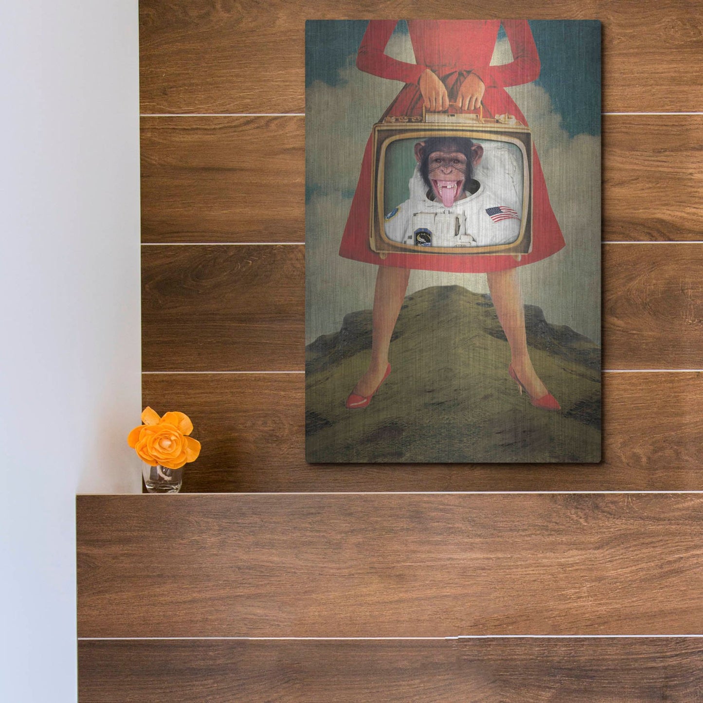 Luxe Metal Art 'Monkey See Monkey Do' by Elo Marc, Metal Wall Art,12x16