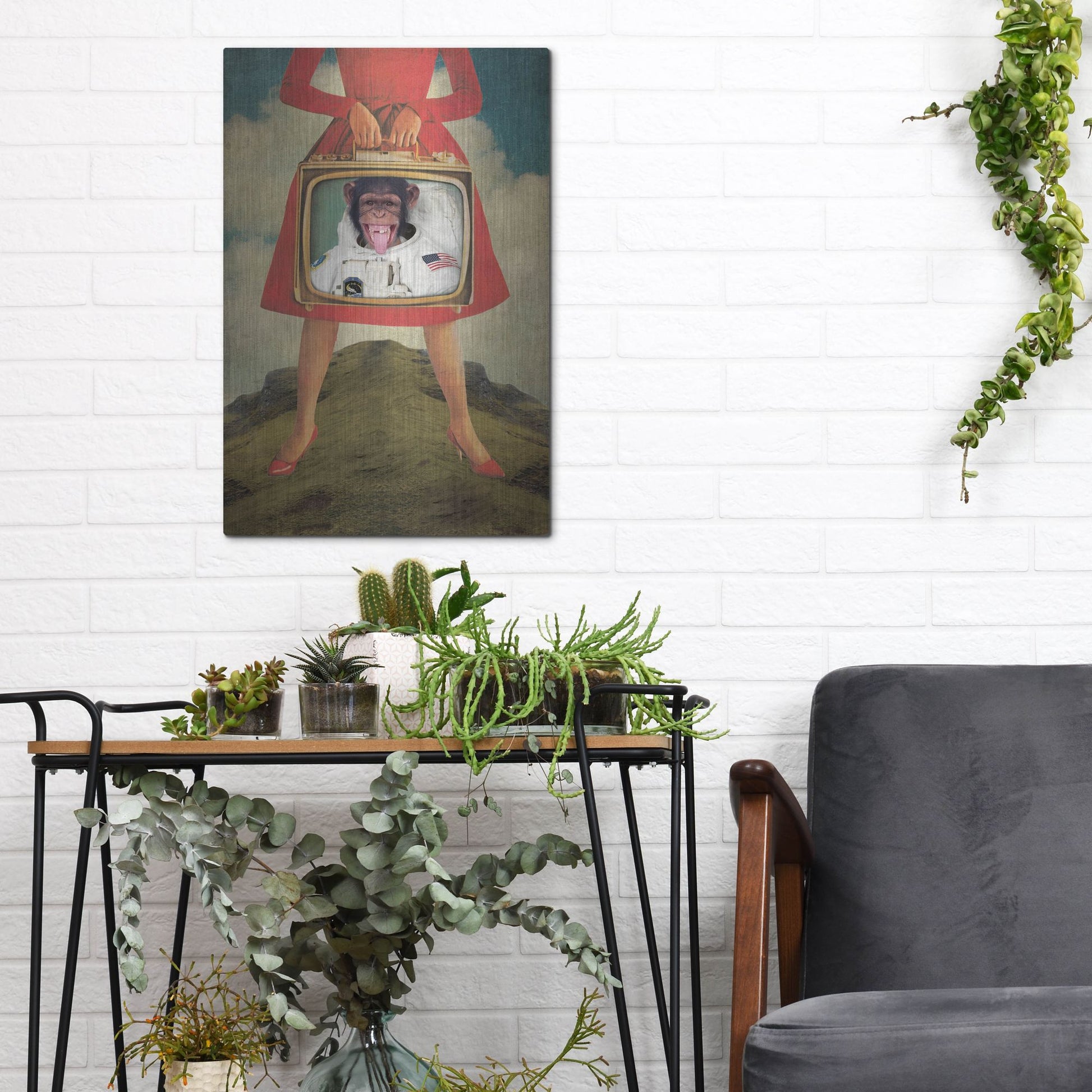 Luxe Metal Art 'Monkey See Monkey Do' by Elo Marc, Metal Wall Art,12x16