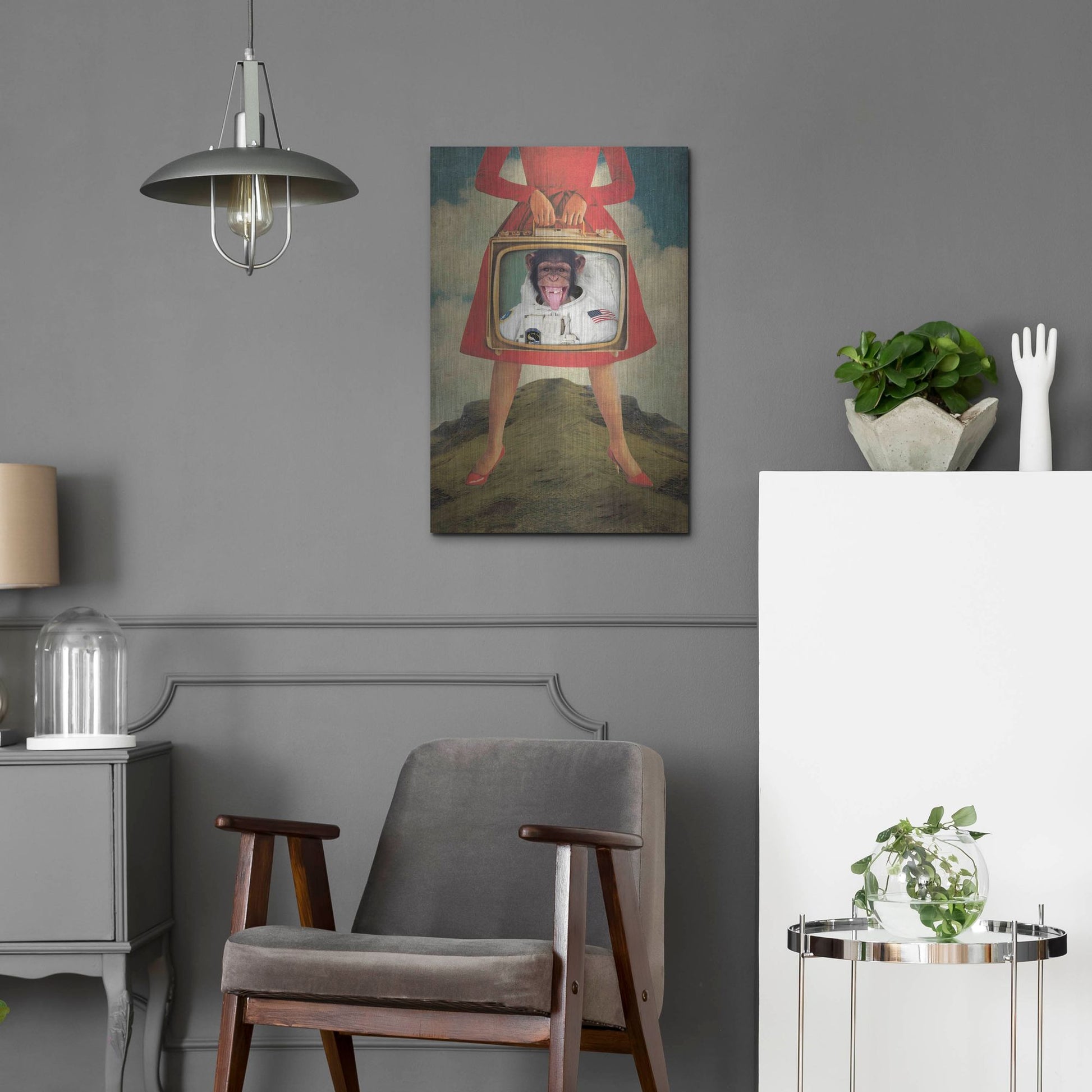 Luxe Metal Art 'Monkey See Monkey Do' by Elo Marc, Metal Wall Art,16x24