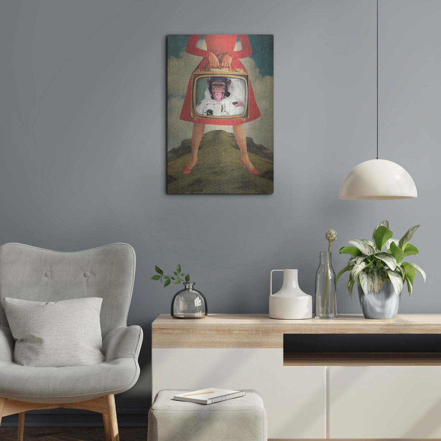 Luxe Metal Art 'Monkey See Monkey Do' by Elo Marc, Metal Wall Art,16x24