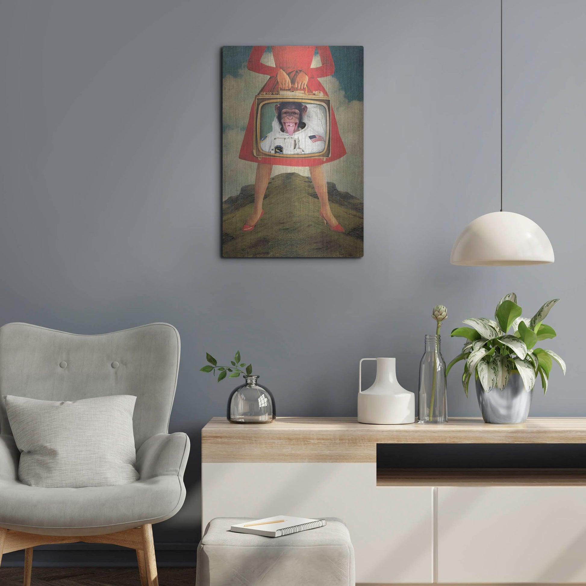 Luxe Metal Art 'Monkey See Monkey Do' by Elo Marc, Metal Wall Art,16x24