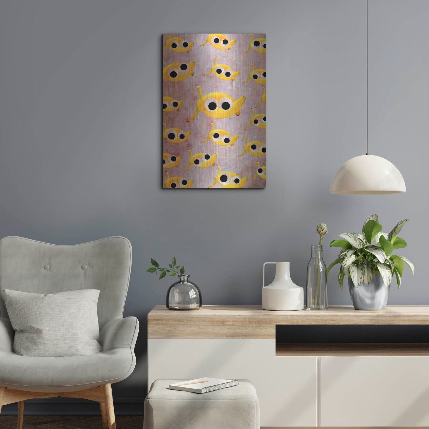 Luxe Metal Art 'Goin' Bananas' by Elo Marc, Metal Wall Art,16x24