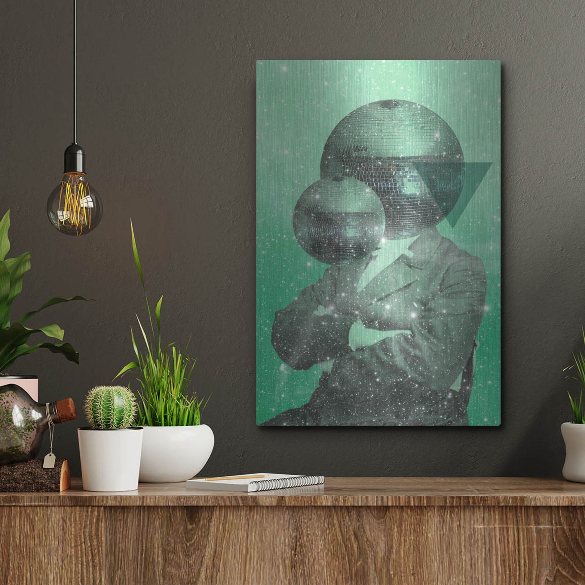 Luxe Metal Art 'Green Universe' by Elo Marc, Metal Wall Art,12x16