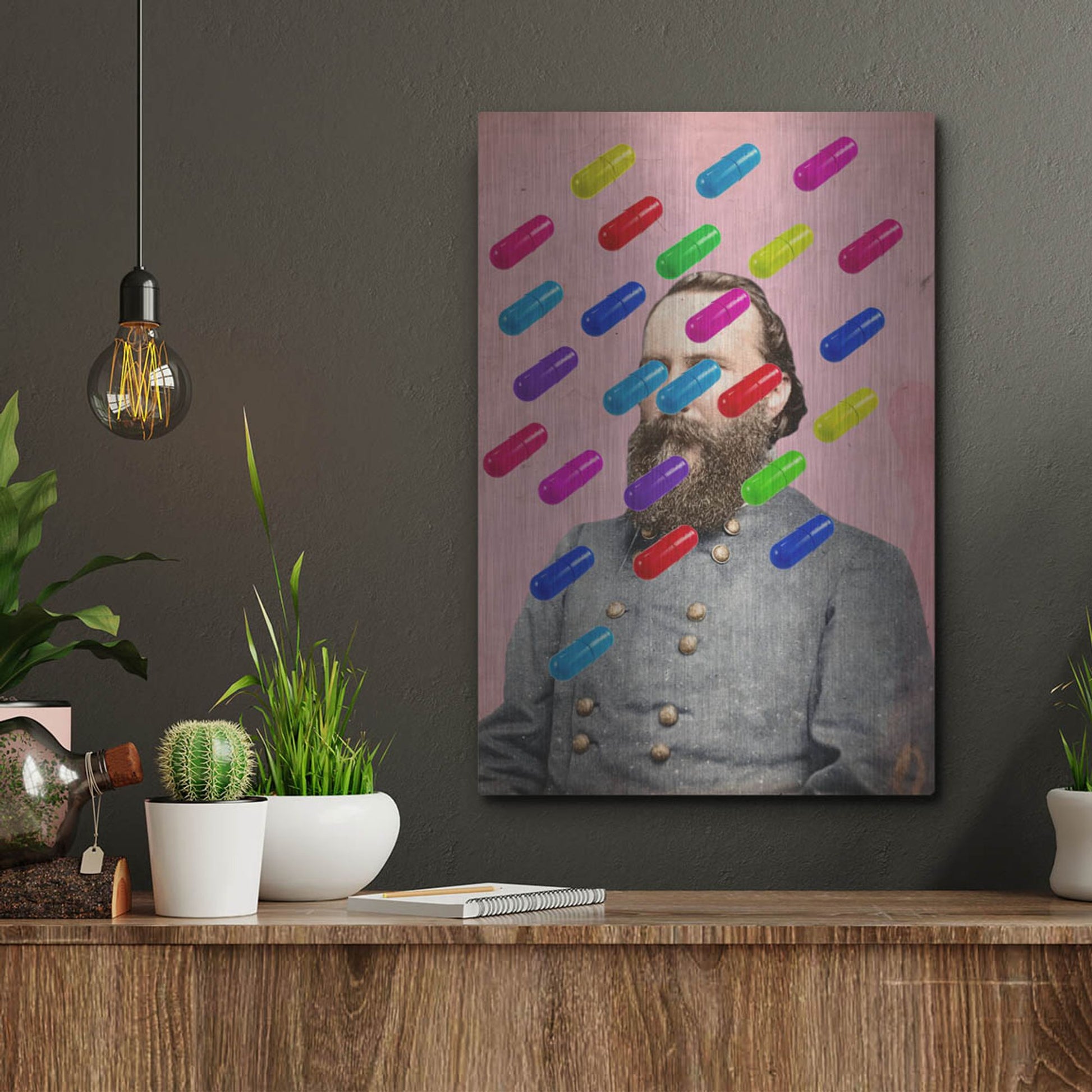 Luxe Metal Art 'Major Pill' by Elo Marc, Metal Wall Art,12x16