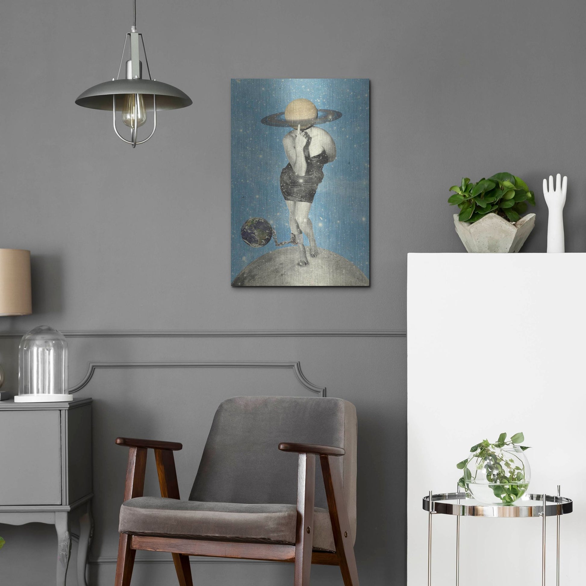 Luxe Metal Art 'Spacin' Out' by Elo Marc, Metal Wall Art,16x24