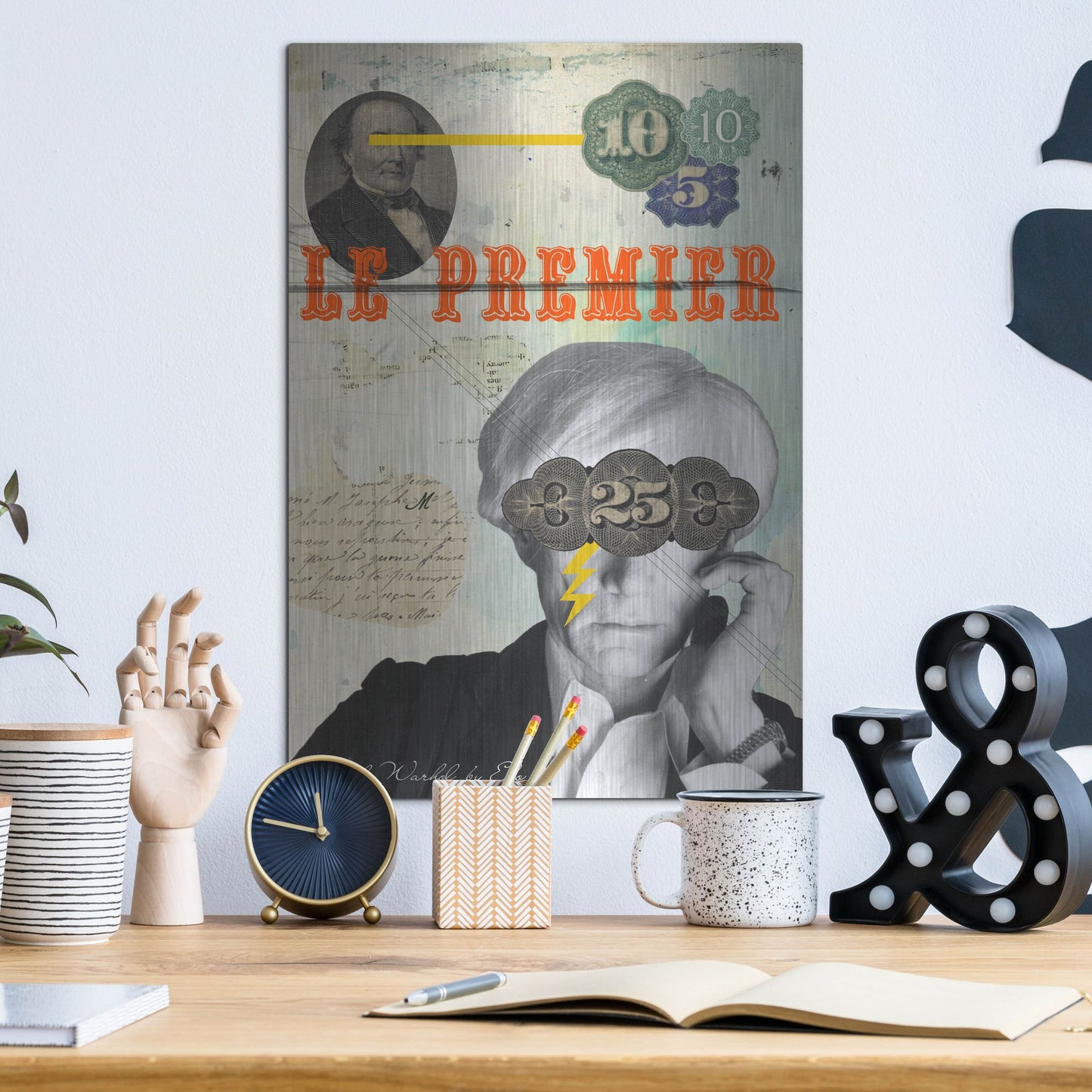 Luxe Metal Art 'Andy' by Elo Marc, Metal Wall Art,12x16