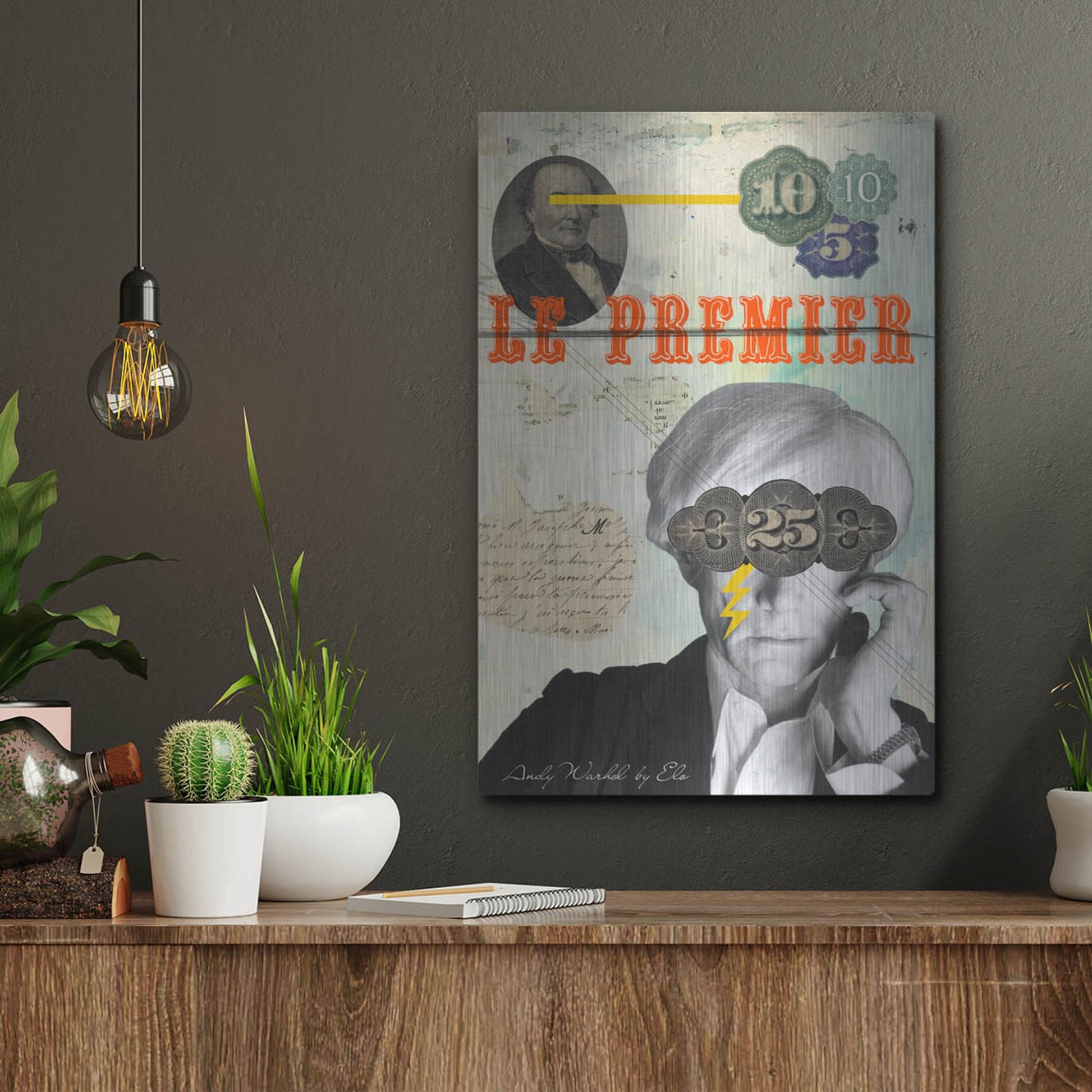 Luxe Metal Art 'Andy' by Elo Marc, Metal Wall Art,12x16