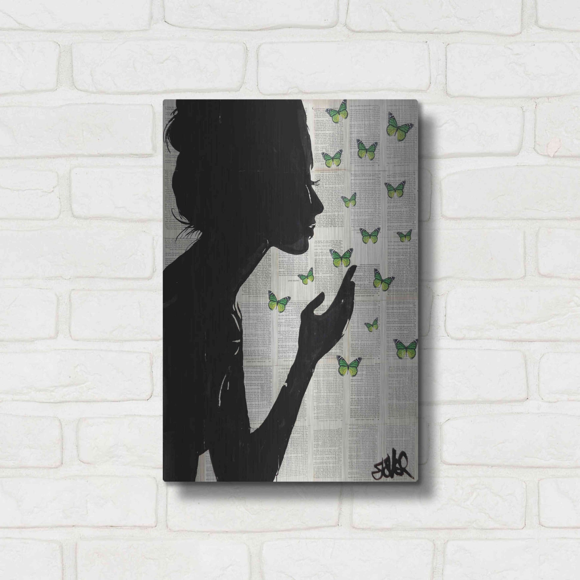 Luxe Metal Art 'Simplicity Green' by Loui Jover, Metal Wall Art,12x16