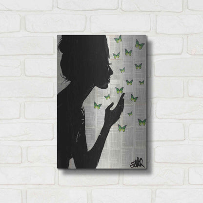 Luxe Metal Art 'Simplicity Green' by Loui Jover, Metal Wall Art,12x16