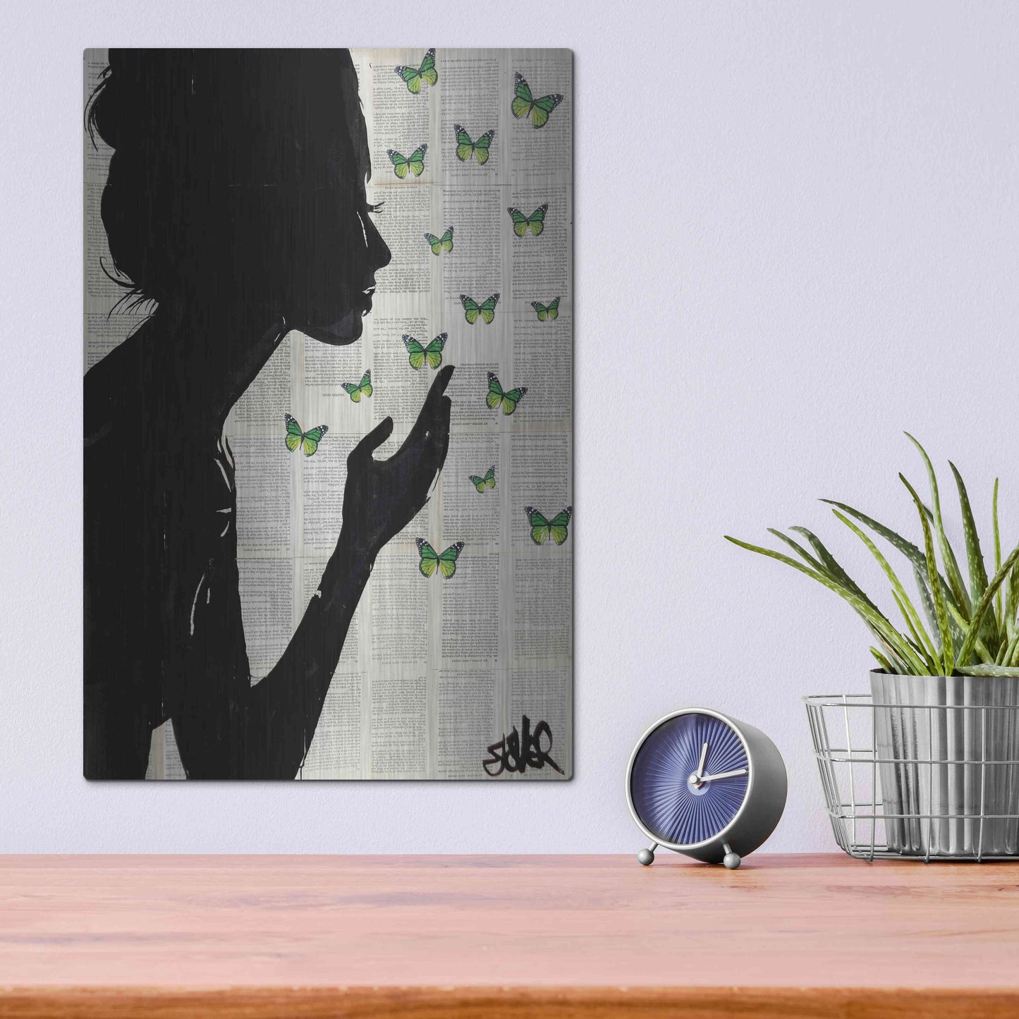 Luxe Metal Art 'Simplicity Green' by Loui Jover, Metal Wall Art,12x16