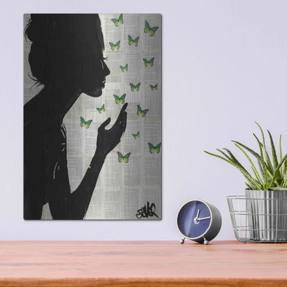 Luxe Metal Art 'Simplicity Green' by Loui Jover, Metal Wall Art,12x16