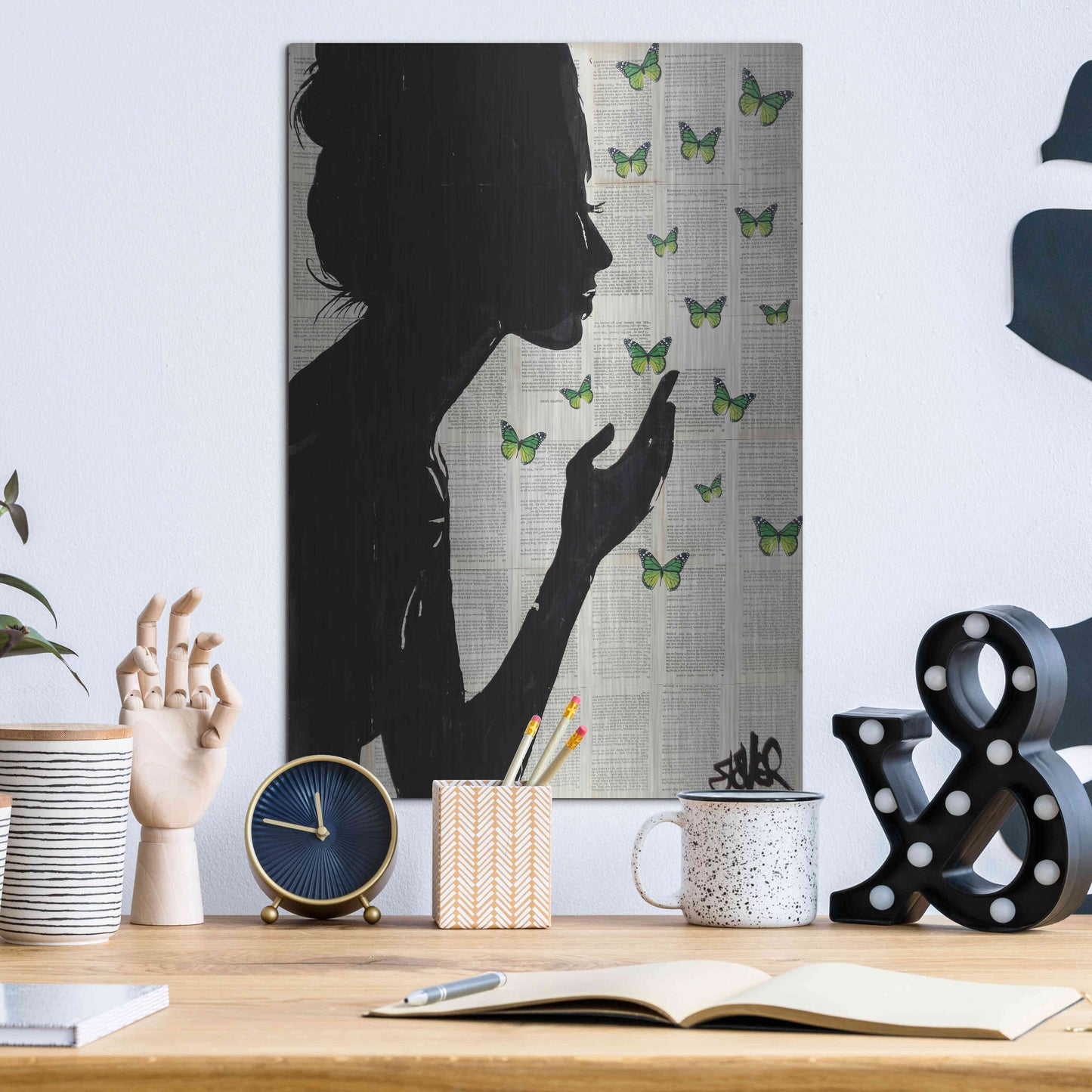 Luxe Metal Art 'Simplicity Green' by Loui Jover, Metal Wall Art,12x16