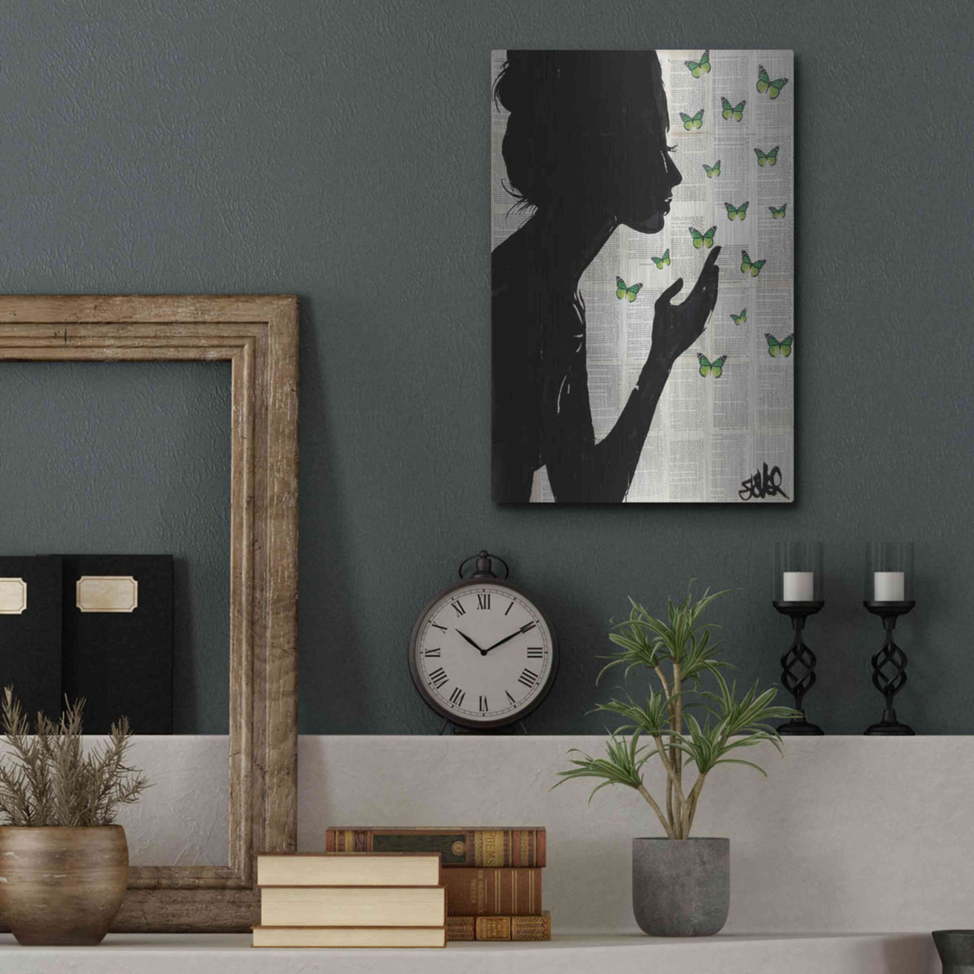 Luxe Metal Art 'Simplicity Green' by Loui Jover, Metal Wall Art,12x16