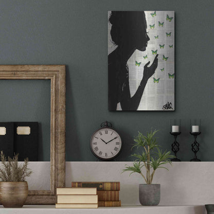 Luxe Metal Art 'Simplicity Green' by Loui Jover, Metal Wall Art,12x16