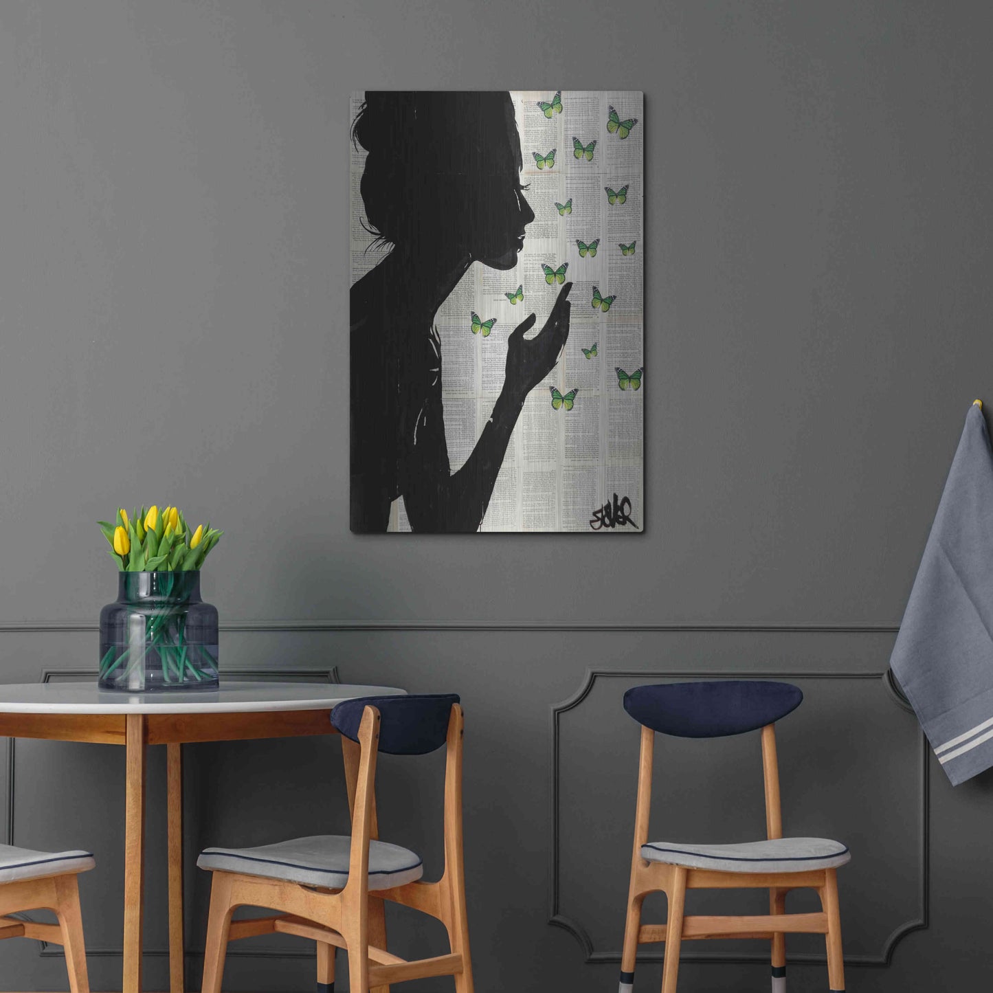 Luxe Metal Art 'Simplicity Green' by Loui Jover, Metal Wall Art,24x36