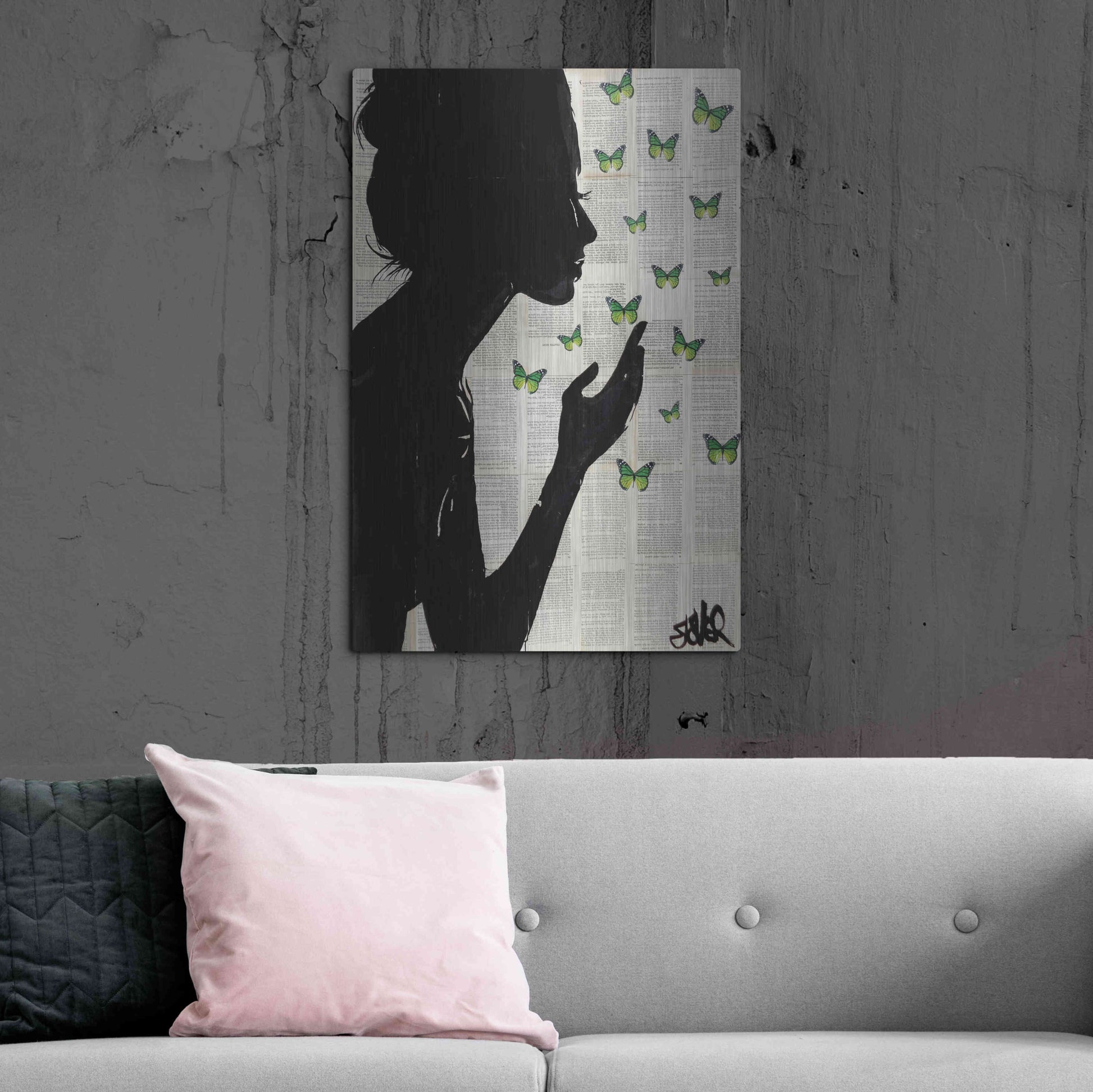 Luxe Metal Art 'Simplicity Green' by Loui Jover, Metal Wall Art,24x36