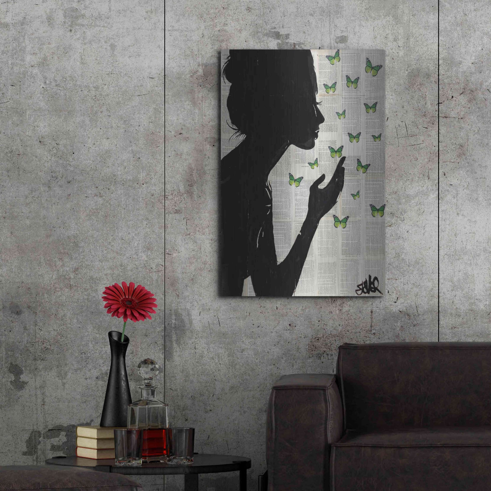 Luxe Metal Art 'Simplicity Green' by Loui Jover, Metal Wall Art,24x36